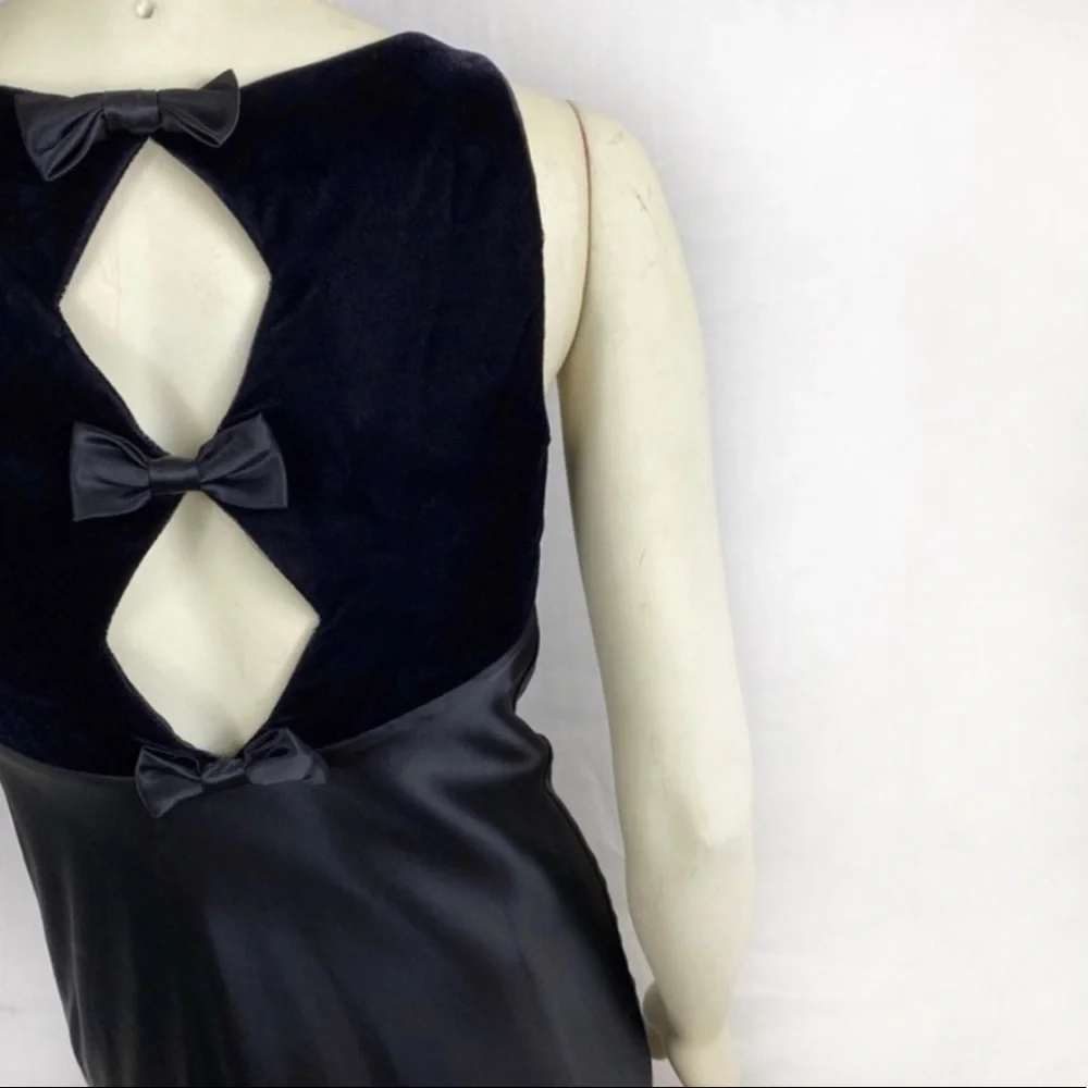 Vintage 90s Maxi Black black Fitted dress size S - Picture 4 of 7